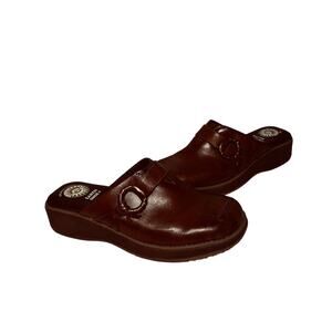 Earth Shoe Tyler Brown Grunge Leather Boho Ring Strap Comfort Clogs Mules 5.5